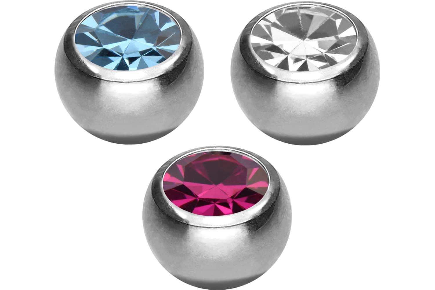 SET Titan Schraubkugel KRISTALL von Piercingline